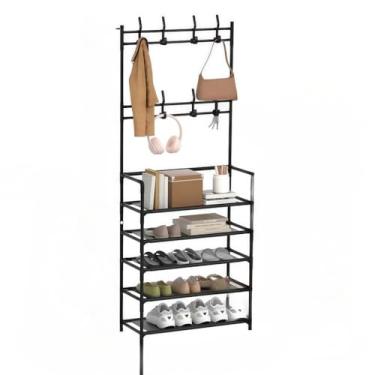 Imagem de Arara andar Sapateira Organizadora cabideiro suporte Multiuso Roupa Closet Quarto Armários(Branco-5 Andares)
