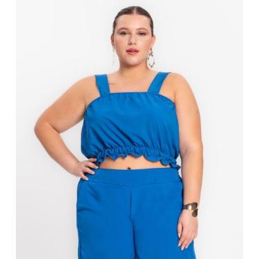 Imagem de Regata Cropped Plus Size Neon Secret Glam Azul, Plus G4, Azul