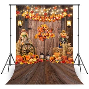 Imagem de Avezano Cenário de outono de Ação de Graças, folhas de bordo, abóbora para porta de celeiro, palheiro, palheiro, outono, decoração de festa de chá de bebê (2 x 3 m, 210 x 299 cm)
