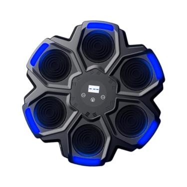 Imagem de simhoa Equipamento de treinamento de máquina de boxe musical com máquina de treino leve, equipamento de boxe ajustável, almofada de socos para treinos, Preto