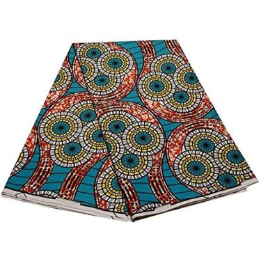 Imagem de Cera Verdadeira Africana Tecido Africano Ankara Moda Garantida Cera Holandesa Real Tecido Africano Cera Batik Para Mulheres Cera Africana, Orange and Yellow, 3yards
