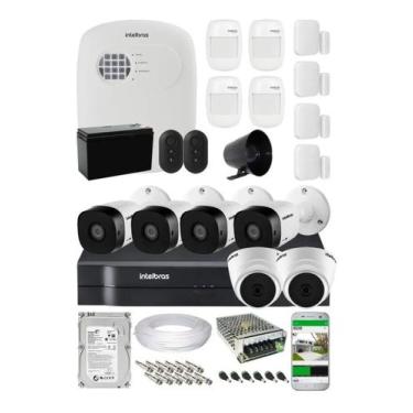 Imagem de Kit Alarme Residencial Via App E Kit Cftv 6 Câmera Intelbras
