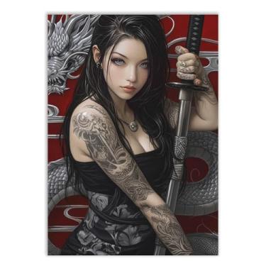 Imagem de Placa Decorativa Gueixa Sexy Espada Katana Arte Oriental