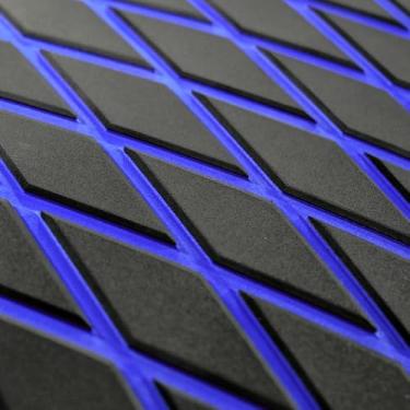 Imagem de KT GuoMei 98,4 cm × 45,5 cm autoadesivo piso de barco espuma EVA folha de deck de barco antiderrapante para pesca adequado para iates, jardins, kart, etc. Padrão de diamante, cinza escuro e azul, 250