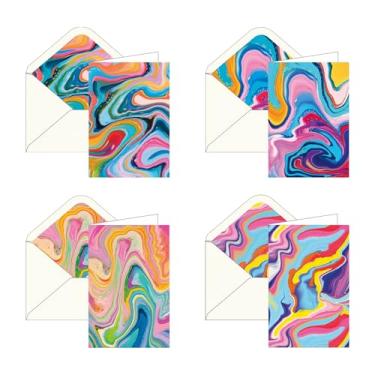 Imagem de RainCaper EttaVee Keepsake 5x7 Cartões de papelaria em branco com envelopes decorativos, caixa de presente conjunto de 16 | Cartolina 300 GSM (mármore EttaVee)