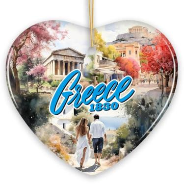 Imagem de Marcos históricos da Grécia e ornamento cultural, artesanato grego e Atenas feito à mão e lembrança de viagem (coração)