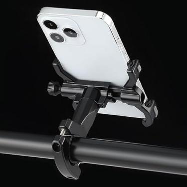 Imagem de YongXiangPeng Suporte de telefone de bicicleta ajustável de 360° – Suporte universal para telefone de motocicleta com alças de silicone antiderrapantes, ajuste seguro para telefones iPhone e Android