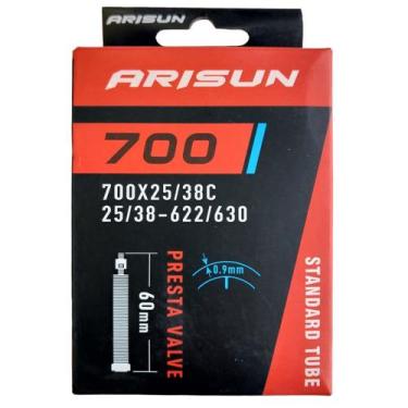 Imagem de Câmara de ar 700 x 25/38 bike Arisun bico fino presta 60 mm, Preto, Ún