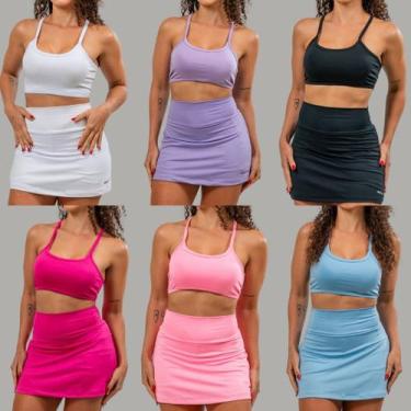 Imagem de Conjunto Top Nadador + Short Saia Academia com Bolsos internos para ce