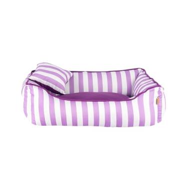 Imagem de Cama caminha com ziper pequena para pet de pequeno porte - cachorros e gatos - Pet(Listra lilás)