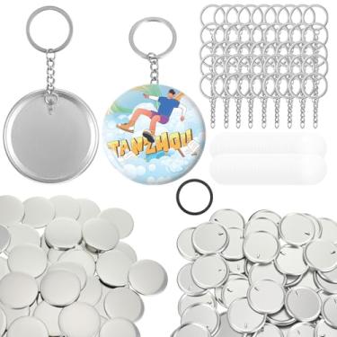 Imagem de 50 conjuntos de chaveiros para fabricação de botões de 58 mm/2,25 polegadas, suprimentos para fabricação de botões de metal, máquina de fazer chaveiros, com capa traseira, cabeça de corrente de filme