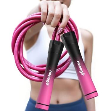 Imagem de nonogo Corda de pular com peso de 500 g para mulheres – Corda de pular de PVC pesado ajustável de 10 mm para fitness, ideal para treinamento de alta intensidade, MMA, boxe, CrossFit, exercícios de