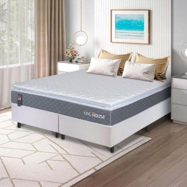 Imagem de Conjunto Box Branco Luanda Cinza Espuma D28 King 193x203x62 - King House