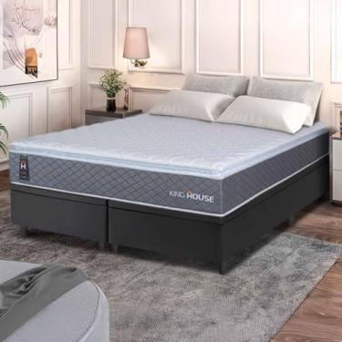 Imagem de Conjunto Box Baú Preto Argel Cinza Espuma D33 Queen 158x198x74 - King House