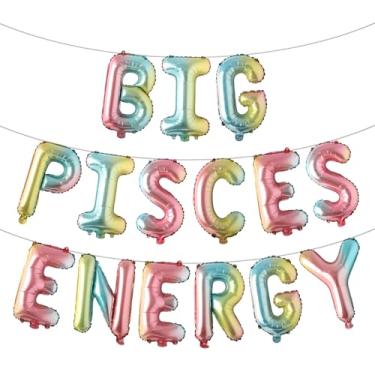 Imagem de Faixa multicolorida de balões de energia de Peixes, decorações de festa de aniversário, aniversário de peixes, letras de 41 cm, aniversário de 21 anos, aniversário de 30 anos, (arco-íris de energia