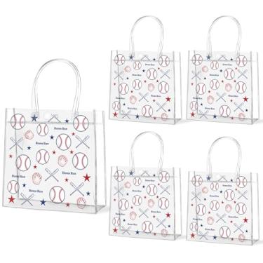 Imagem de Lonfliness 12 peças de sacos de presente de PVC transparente de beisebol com alças tema esportivo a granel guloseimas sacolas de doces para presente de equipe de beisebol para meninos, lembrancinha de