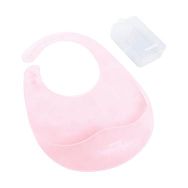Imagem de Babador de Silicone Translúcido Com Case Rosa - Pimpolho