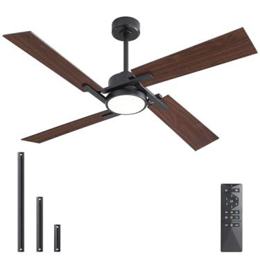 Imagem de WINGBO Ventilador De Teto De 72 Polegadas Com Luz E Controle Remoto, 4 Lâminas De Compensado, Motor Dc Reversível De 6 Velocidades, Regulável, 3 Cct, Ventilador De Teto Estilo Fazenda Para Quarto, S