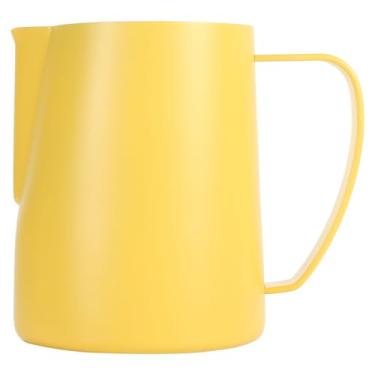 Imagem de Jarra para espumar leite, 600 ml, aço inoxidável, 600 ml, copo vaporizador de leite para latte, amarelo