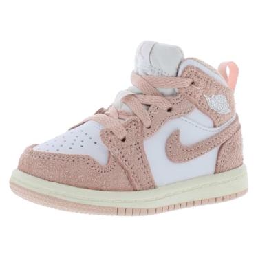 Imagem de Tênis infantil Jordan 1 Mid SE (FN7537-161, branco/vela/rosa legenda), Branco/vela/rosa legenda, 19 BR