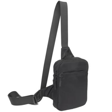 Imagem de Bolsa tiracolo pequena, bolsa de peito resistente à água, bolso duplo, pochete de corrida, suporte de telefone para homens e mulheres