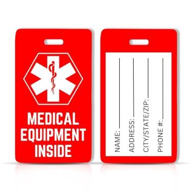 Imagem de Elm City Direct Etiqueta De Bagagem Para Equipamentos Médicos Viagem, Equipamento Cpap Adequado, Suprimentos Diabéticos, Dispositivos Respiratórios, 1 (Vermelho E Branco)