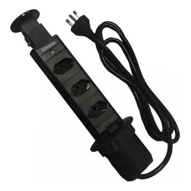 Imagem de Torre De Tomada Multiplug para Bancada ou mesa Com 3 Tomadas 20A Preto