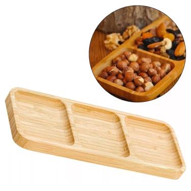 Imagem de Petisqueira Retangular Bambu 3 Divisórias Design Moderno