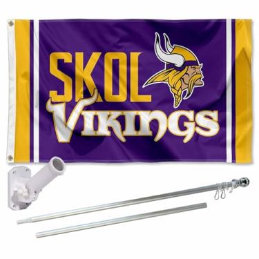 Imagem de WinCraft Minnesota Vikings Kit de suporte e mastro para bandeira SKOL
