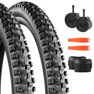 Imagem de WEEROCK Pneu de bicicleta 29 x 2,3 (57-622) MTB pacote com dois pneus de 73 polegadas com contas dobráveis pneus de bicicleta de montanha com tubos internos para bicicletas de 73,7 cm, preto