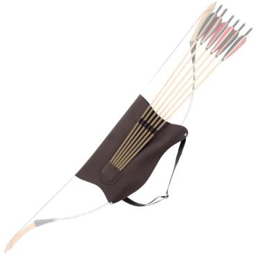 Imagem de LWANO Suporte de arco para arco e flecha com ranhuras para flecha, arco e flecha para arco tradicional recurvo, alça de ombro ajustável (Cáqui)