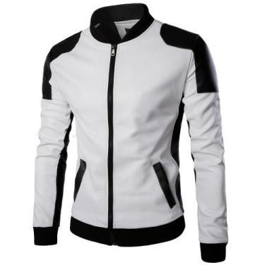 Imagem de Jaqueta de couro falso masculina GNRC - L branco - Lightbek Official S