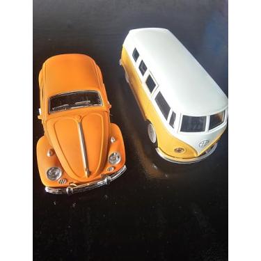 Imagem de Kit Fusc Kombi Miniatura Colecionável Brinquedo Carrinho Metal À fricção Abre Portas (Laranja + Kombi Amarela)