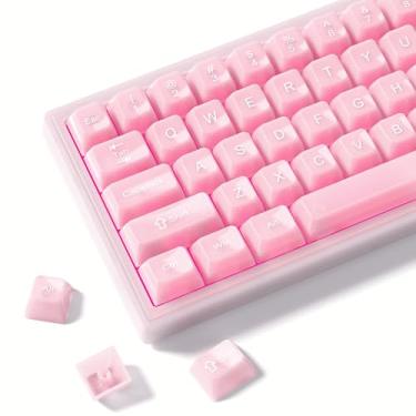 Imagem de Womier Teclas de teclado transparentes, rosa 60 65 75 100 por cento, geleia transparente bonito conjunto de teclas personalizadas para teclados mecânicos Cherry MX, Kailh, Outemu, Gateron (perfil MDA)