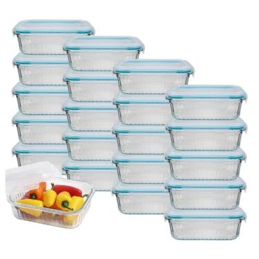 Imagem de Pote Vidro Canelado Pequeno 370ML Tampa Hermética Não Vaza 20Uni - Bel