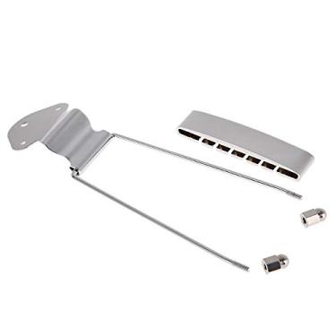 Imagem de Eujgoov Trapézio Tailpiece Ponte Substituição 6 Cordas Guitarra Acessório para Jazz Guitarra Elétrica ou Baixo (Prata)