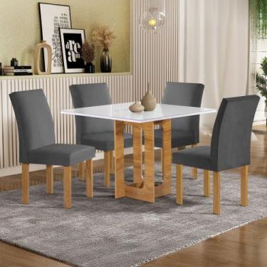 Imagem de Mesa de Jantar 4 Lugares Carolina Espanha com Vidro Cinamomo/Off White