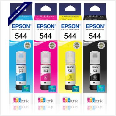 Imagem de Kit Refil de Tinta Epson T544 Ecotank, Compatível Impressoras L1210, L1250, L3110, L3150, L3160, L3210, L3250, L3260, L5190, L5290 - 4 Unidades