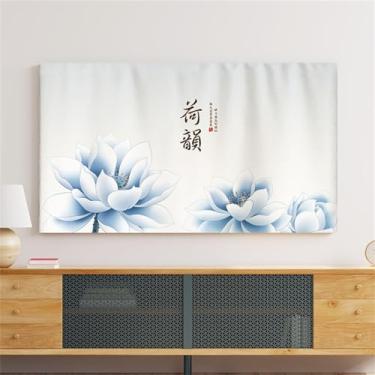 Imagem de Capa protetora contra poeira de TV universal com padrão floral 32-80 polegadas premium extensível LCD/LED para TVs planas/curvas, tecido elástico, capa protetora à prova de poeira-flor3||124.5-132.1