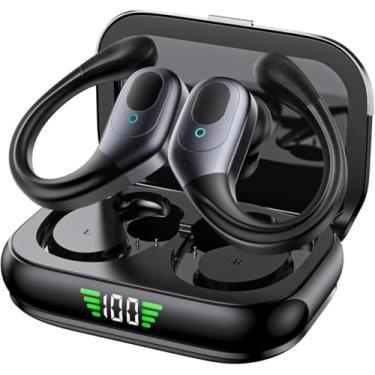 Imagem de Fones de Ouvido Sem Fio Esportivos, 80h de Reprodução com LED Display, Bluetooth 5.3 Esportivos com Gancho, IPX7 à Prova d'Água, Graves Profundos, Compatível com iOS e Android para Esportes/Treino