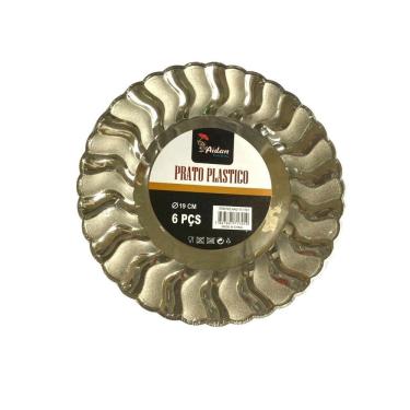 Imagem de Pratos Sobremesa Descartáveis Luxo - 6 unid., Plástico Grosso, Estampas Natal, 19cm