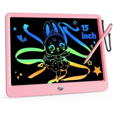 Imagem de KOKODI Tablet LCD de 15 polegadas com caneta stylus antiperda, bloco de desenho colorido para crianças, carro, viagem, escola, jogos, brinquedos para crianças de 3, 4, 5, 6, 7, 8, crianças, presente