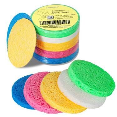 Imagem de Esponjas faciais GAINWELL, comprimidas naturais de 50 cores, x50