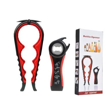 Imagem de Castrap 2025 Novo Conjunto De Abridores De Frasco 5 Em 1 Abridor De Garrafa De Cerveja 4 Em 1 Abridor De Tampa De Cozinha Abridor De Lata Multifuncional Para Uso Doméstico (2PCS- vermelho)