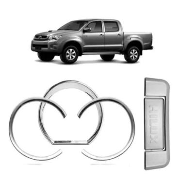 Imagem de Kit Aplique Maçaneta Traseira + Aplique Aro Do Painel 2005 até 2011