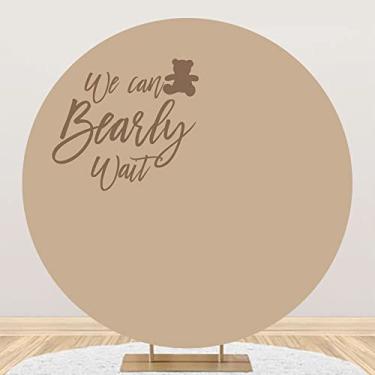 Imagem de Yeele Pano de fundo redondo marrom claro para chá de bebê 2,3 x 2,3 m para fotografia We Can Bearly Wait to Meet You Background for Newborn Baby Tea Birthday Party Decoration Photo Shoot Props