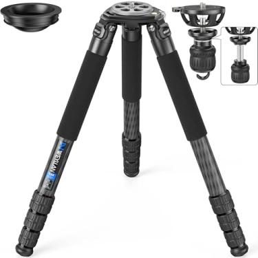 Imagem de WEYLLAN Tripé De Fibra Carbono 63" Para Câmera Nx9 Alta Resistência, Perna 40 Mm, Suporte Profissional 10 Camadas Com Adaptador Tigela 75 Lente Zoom, Fotografia Pássaros, Dslr, Carga 88 Lbs/40 Kg