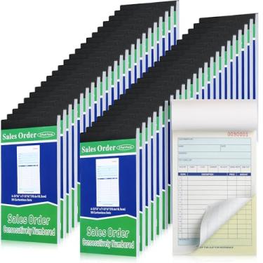 Imagem de Lincia 45 blocos livros de pedidos de venda 2 partes sem carbono (branco/amarelo canário) recibo com cópias de carbono formulário de recibo fatura 50 conjuntos por livro (4,18 x 7,2 polegadas/10,6 x