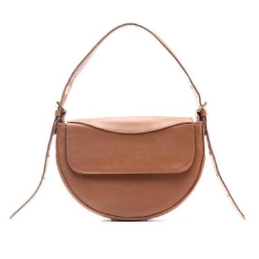 Imagem de Bolsa Feminina de Ombro em Couro Marrom Luxo Estilosa - Leandra Soares