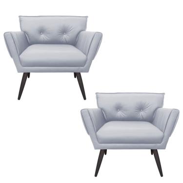 Imagem de Kit 02 Poltronas Anitta Corino cinza